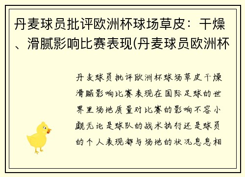 丹麦球员批评欧洲杯球场草皮：干燥、滑腻影响比赛表现(丹麦球员欧洲杯倒地)